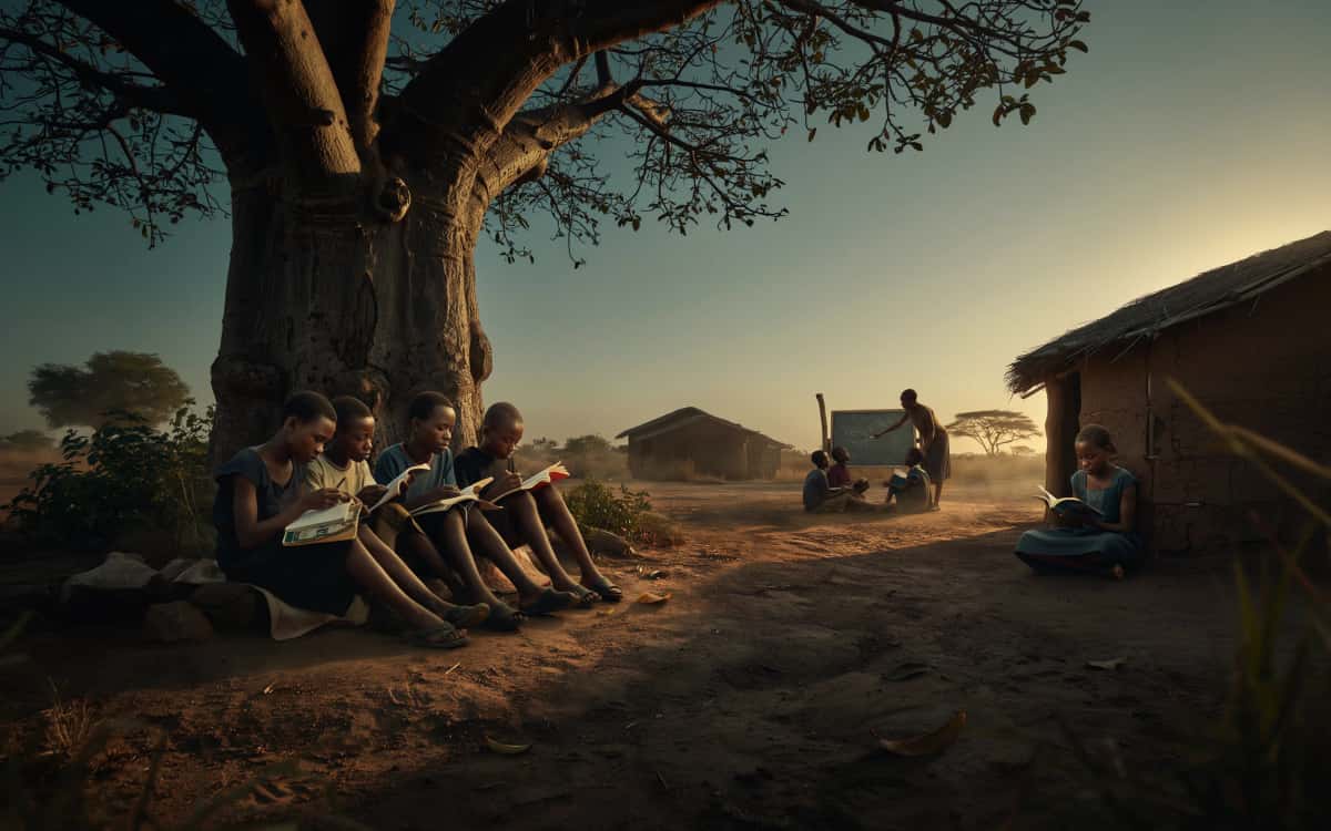 African children learning in a classroom